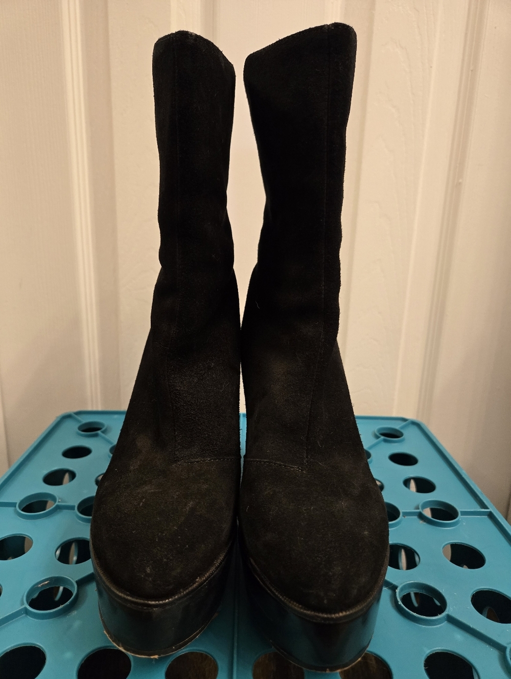 Black Women's Faux-Suede Platform Boots